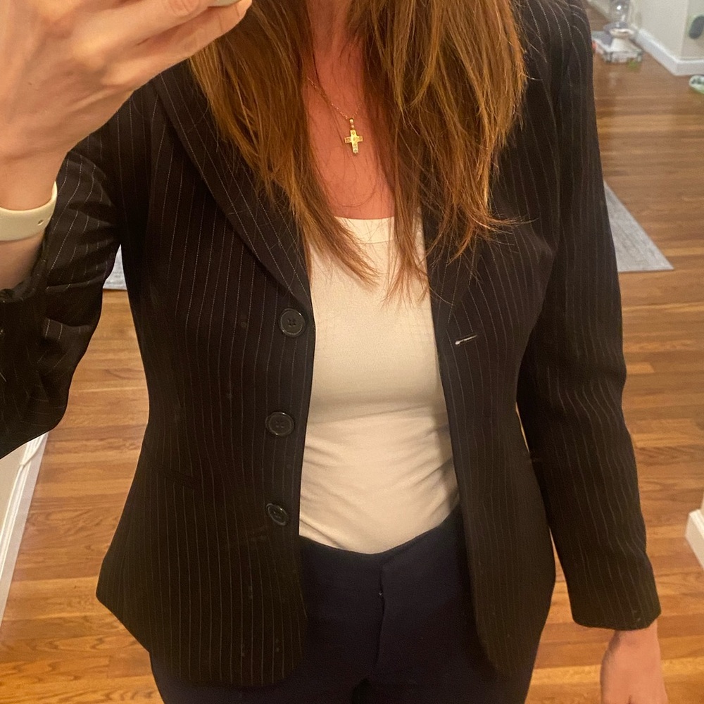 Tahari ASL Black Striped Blazer